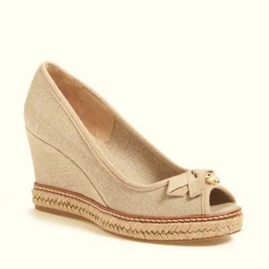 Gently Used Tory Burch Jackie Metallic Wedge